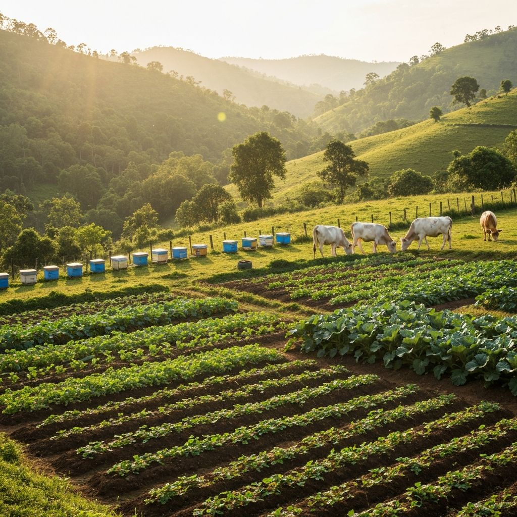Honey farm with cows and vegetables in Araku Valley